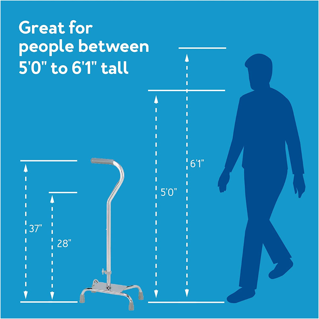 Carex Quad Cane with Large Base and Adjustable Height - primehubstore.shop Quad Canes