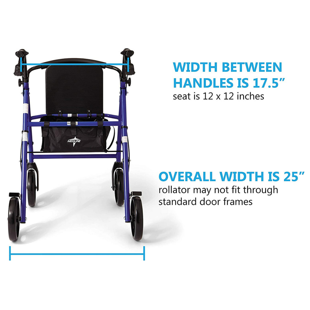 Medline Standard Steel Folding Rollator Adult Rolling Walker - primehubstore.shop Rollators