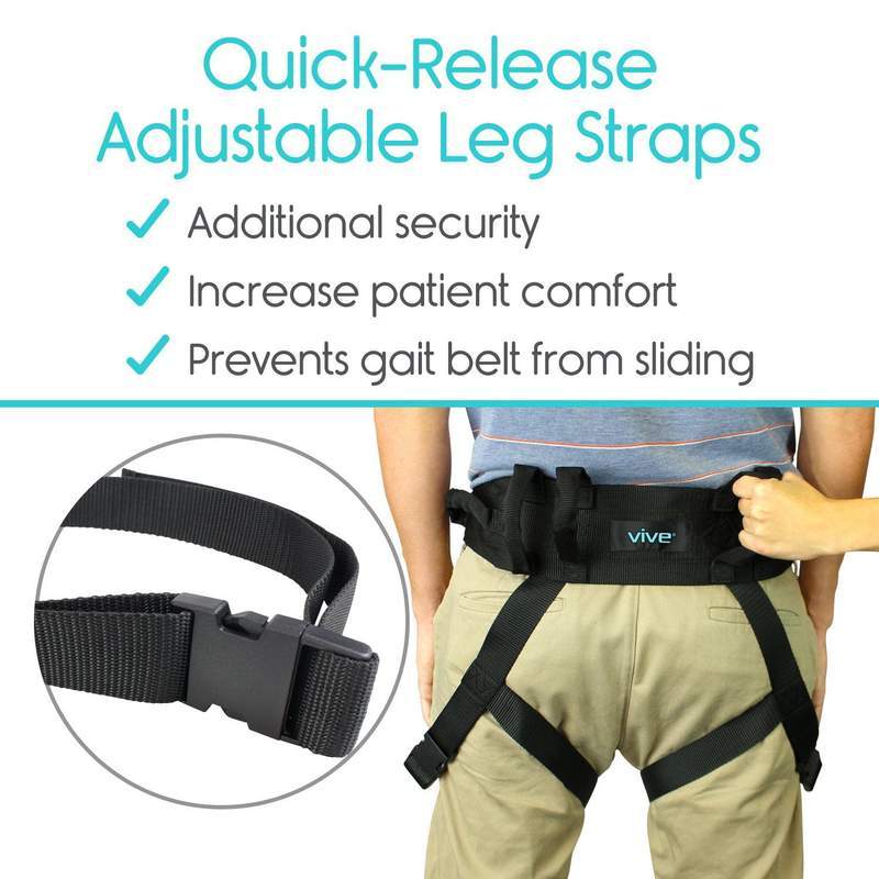 Vive Health Padded Patient Transfer Gait Belt with Leg Straps - primehubstore.shop Gair Belts