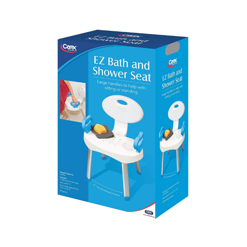 Carex Folding Portable Premium Shower Chair with Backrest & Handles - primehubstore.shop Bath Benches & Seats