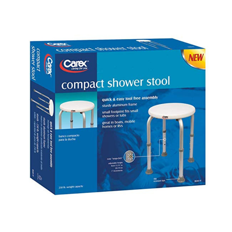 Carex Compact Shower Stool - Adjustable Height Bath Stool and Shower Seat - primehubstore.shop Bath Stool