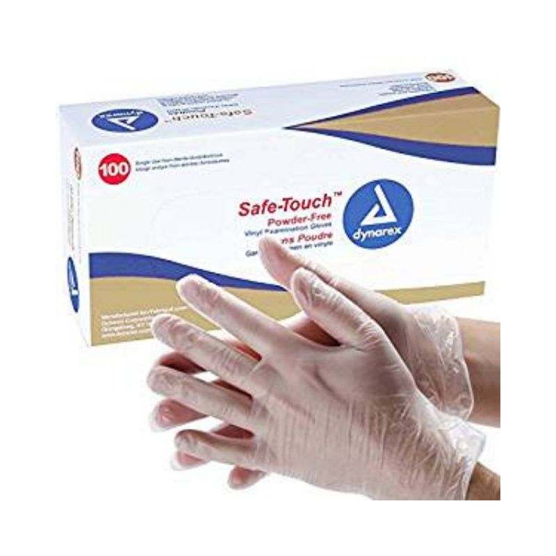 Dynarex Safe-Touch Vinyl Stretch Exam Gloves - Powder Free - Clear - primehubstore.shop Exam Gloves