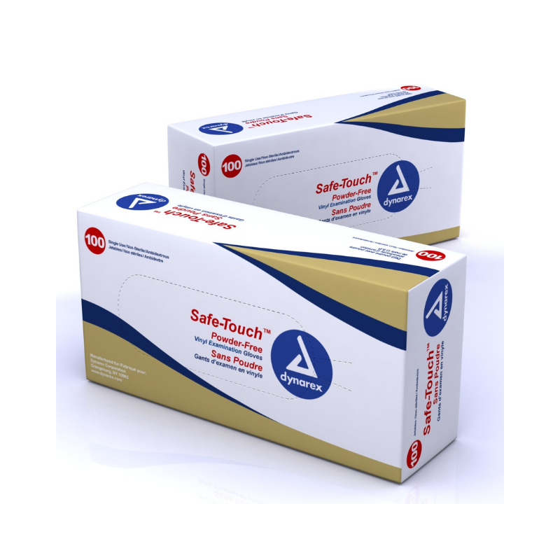 Dynarex Safe-Touch Vinyl Stretch Exam Gloves - Powder Free - Clear - primehubstore.shop Exam Gloves