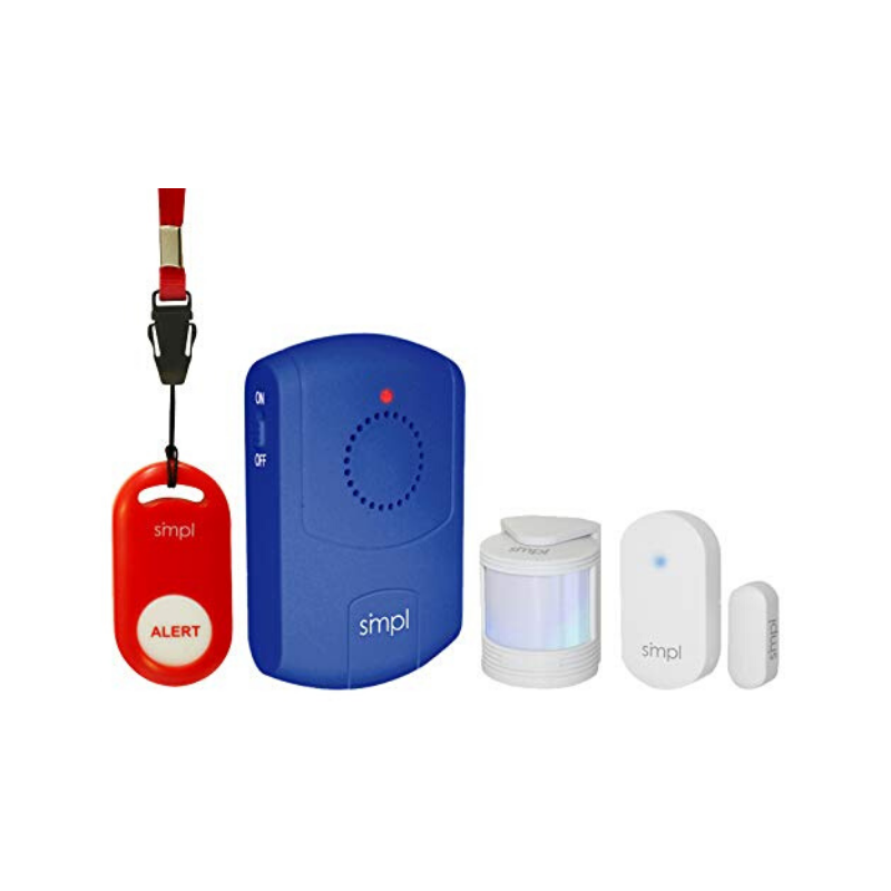 SMPL Alerts Paging System All-in-One 4 Piece Kit - Includes Door & Motion Sensor, an SOS/Help Pendant, and Pager - primehubstore.shop Patient Care