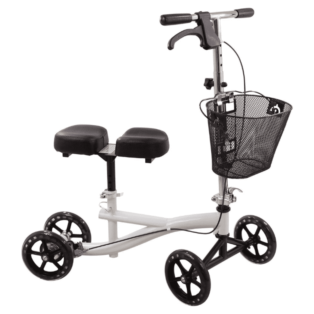 Roscoe Medical Knee Scooter with Basket - White - primehubstore.shop walkers