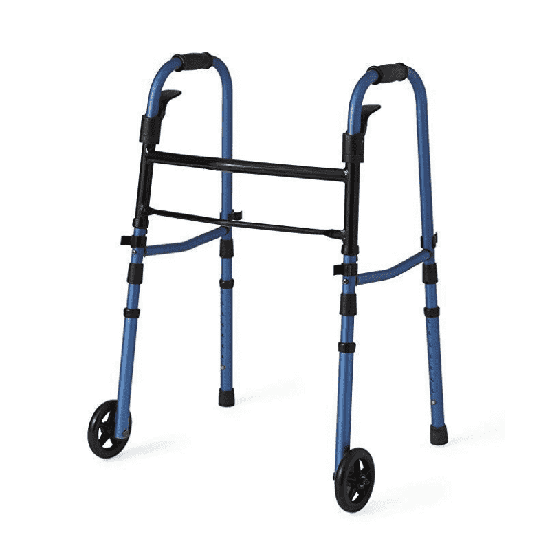 Medline Compact Folding Paddle Walker with 5" Wheels - Blue - primehubstore.shop Paddle Walkers