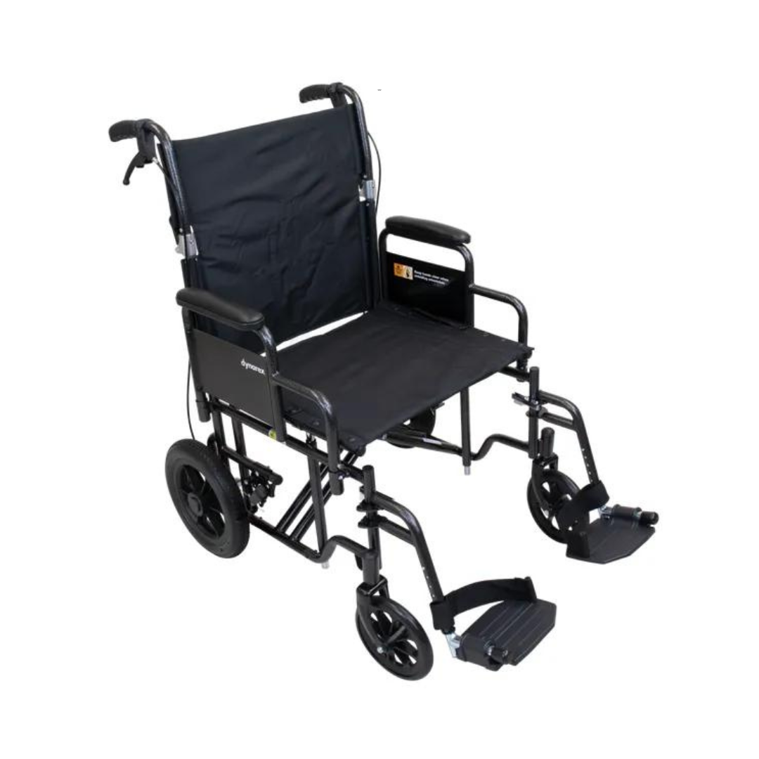 Dynarex DynaRide Folding Bariatric Transport Plus Wheelchair - 22” x 18” Seat - primehubstore.shop Transport Chairs
