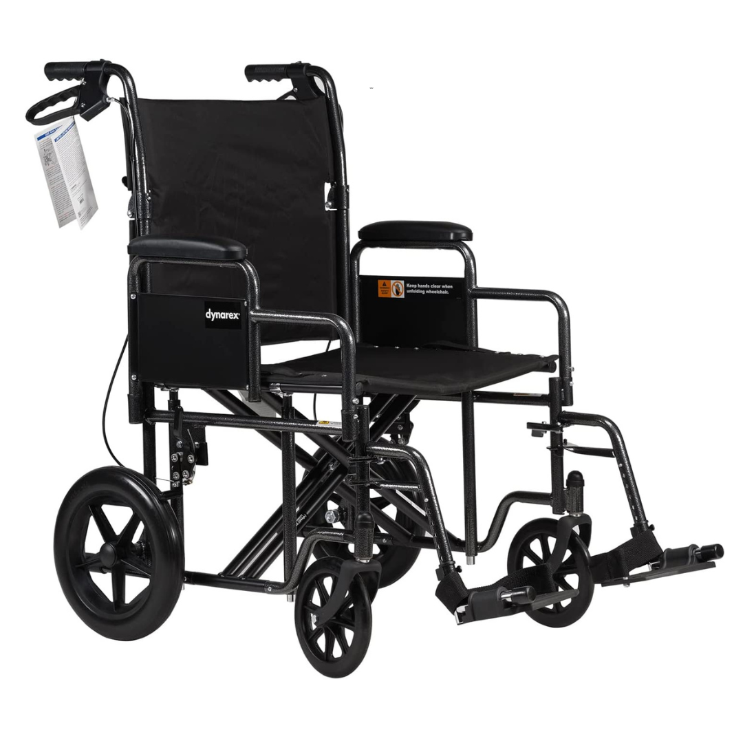 Dynarex DynaRide Folding Bariatric Transport Plus Wheelchair - 22” x 18” Seat - primehubstore.shop Transport Chairs