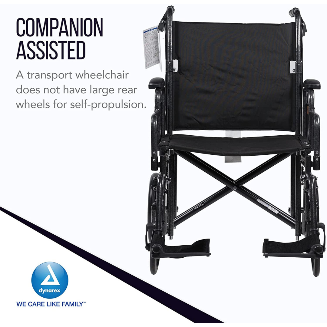 Dynarex DynaRide Folding Bariatric Transport Plus Wheelchair - 22” x 18” Seat - primehubstore.shop Transport Chairs