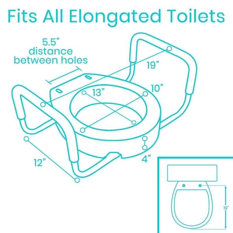 Vive Health Toilet Seat Riser with Arms - 3.5 Inch Riser - primehubstore.shop Toilet Seat Risers