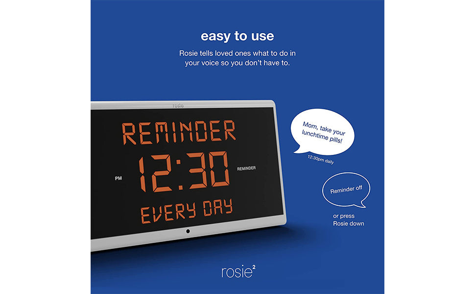 Reminder Rosie 2.0 Stress Free Alarm Clock That Responds To Verbal Personal Voice Commands - primehubstore.shop Alzheimer Aids