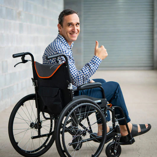 Feather Chair Lightweight PH403970 Manual Folding Wheelchair - Only 19 Lbs - primehubstore.shop Wheelchairs