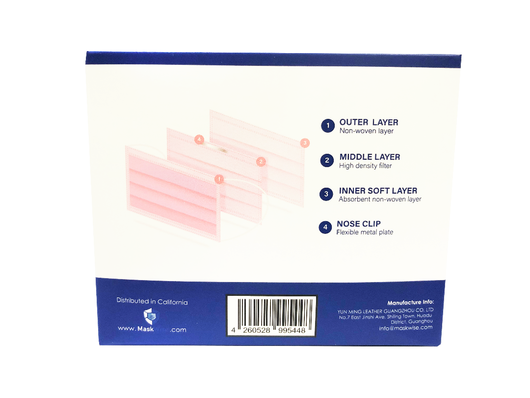 MaskWise Pink Disposable Protective 3Ply Face Masks - Box of 50 - primehubstore.shop Surgical Style Masks