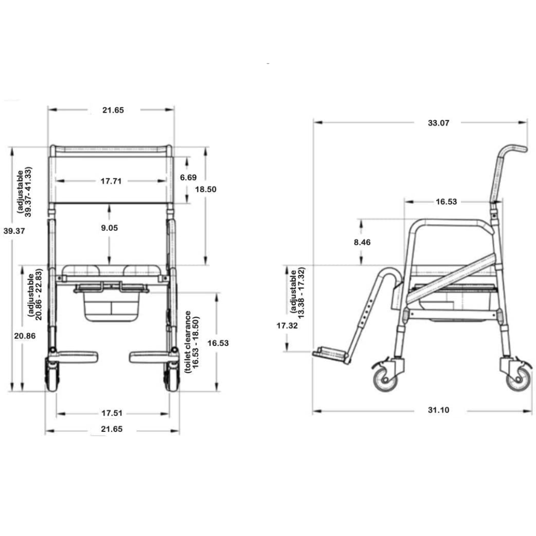 Showerbuddy Lightweight Foldable Roll-in SB7e Shower & Bath Transport Chair - primehubstore.shop Shower Chairs