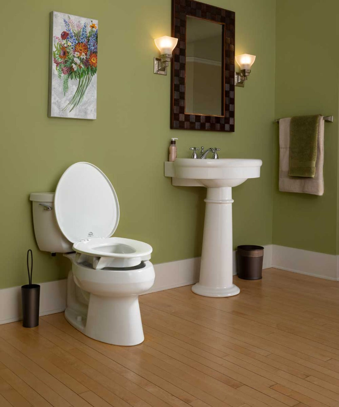 Bemis Clean Shield Elevated Toilet Seat with Support Arms - The Most Secure Fit - primehubstore.shop Toilet Safety Frames