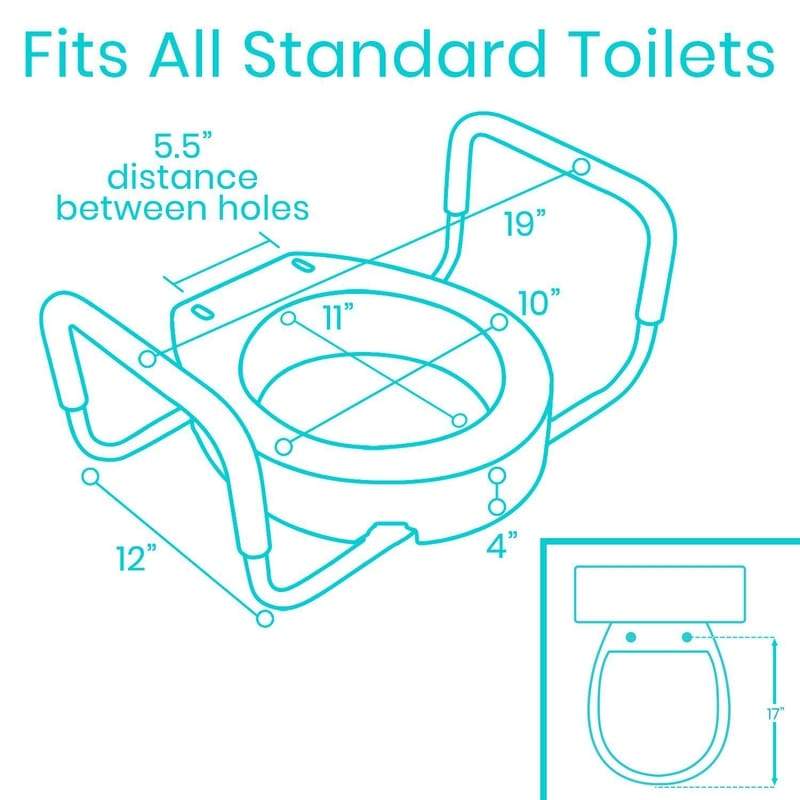 Vive Health Toilet Seat Riser with Arms - 3.5 Inch Riser - primehubstore.shop Toilet Seat Risers