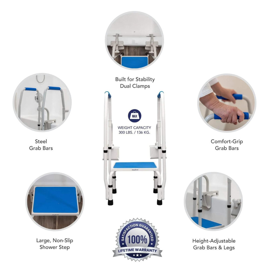 Step2Health Bathtub Step2Tub Stepping Stool with Fall Prevention Handles - primehubstore.shop Foot Stools