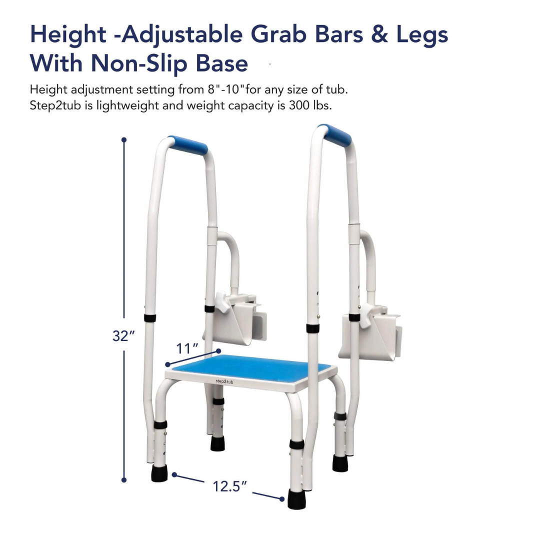 Step2Health Bathtub Step2Tub Stepping Stool with Fall Prevention Handles - primehubstore.shop Foot Stools
