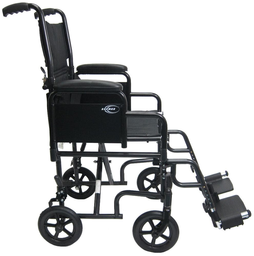 Karman Lightweight Folding Transport Wheelchair with Detachable Desk Arms - primehubstore.shop Transport Chairs
