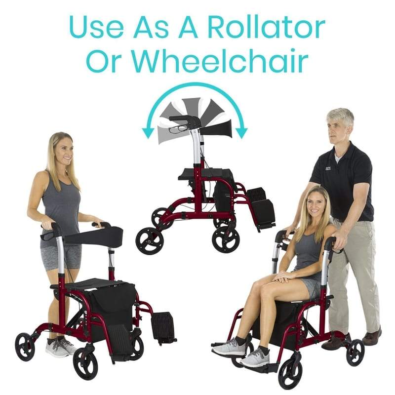Vive Health Hybrid All-In-One Transport Chair & Rollator - primehubstore.shop Hybrid Transport Chair/Rollators