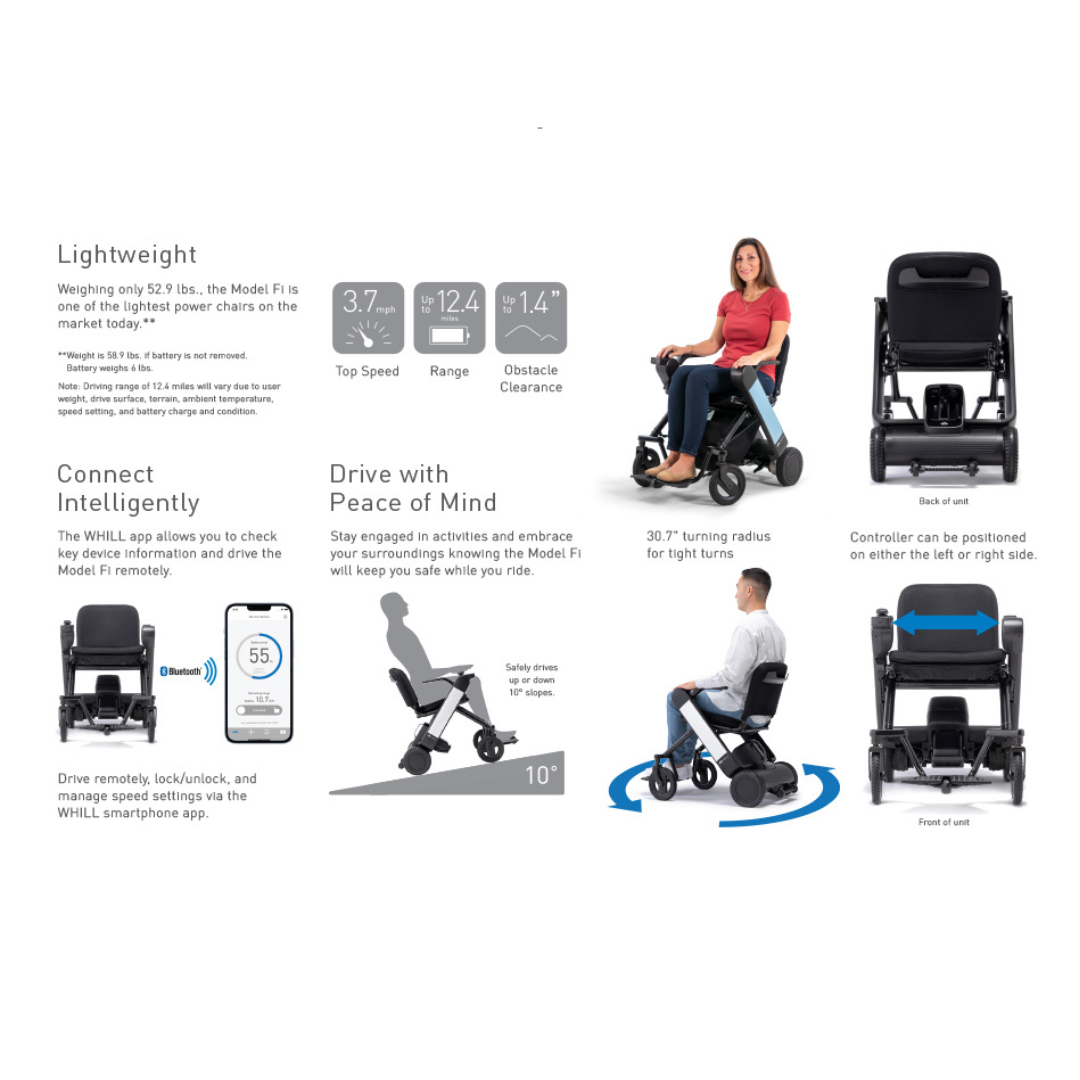 WHILL Model F Travel Power Chair - Foldable and Lightweight - Airline Approved - primehubstore.shop Power Chairs
